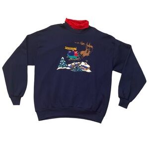 Vintage VNT Brindan Designs Christmas Pullover Sweatshirt turtleneck collar XL